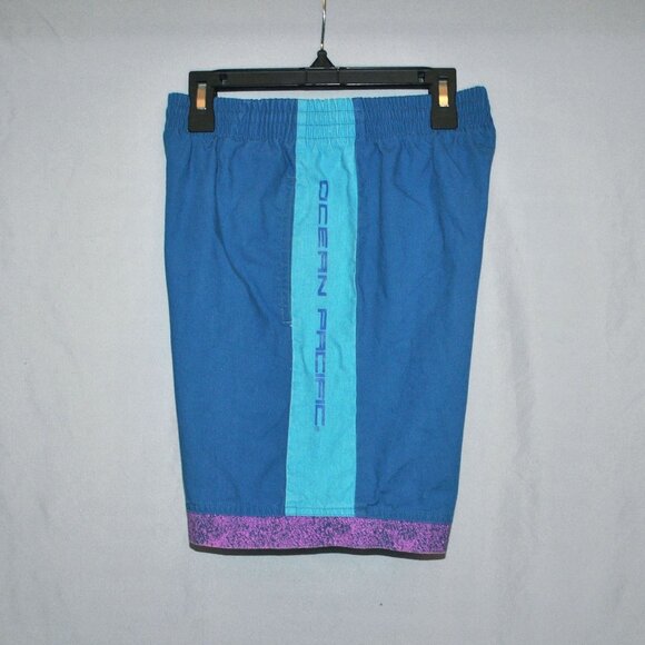 Vintage Ocean Pacific Shorts Boys Size Large Retro Surf Blue & Geometric Shorts - Picture 5 of 11